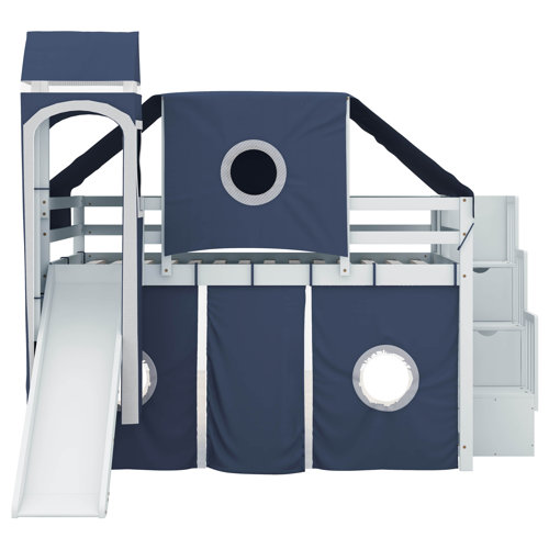 Harper Orchard Full Size Loft Bed With Tent And Tower Wayfair